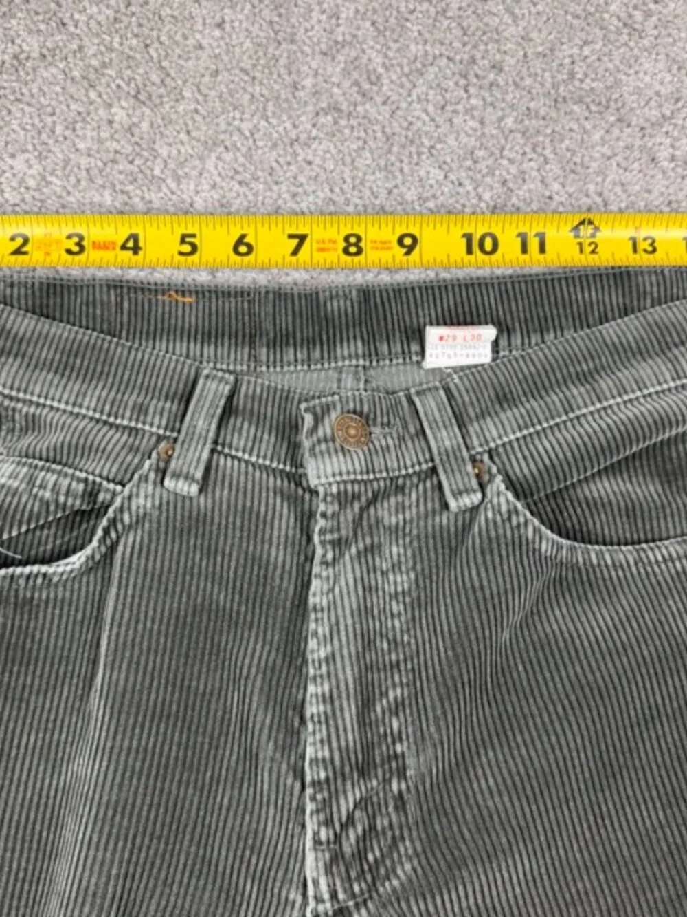 Vintage Levis 565 Student Wide Leg Corduroy Pant Gray 29x30 Made in USA 1997